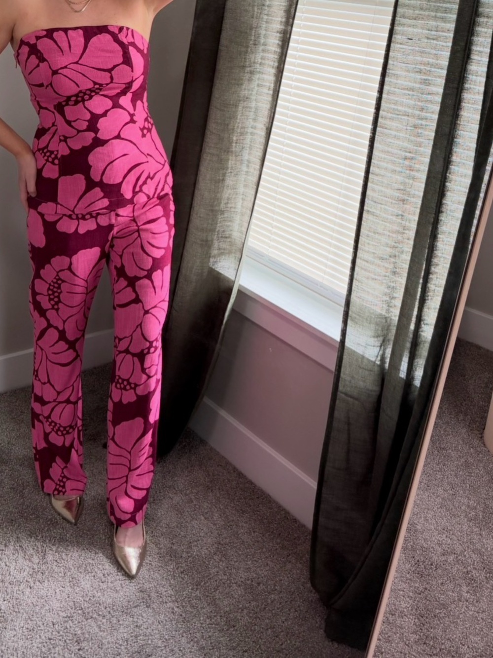 MINKPINK Strapless Wide-Leg Floral in Hot Pink and Magenta